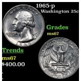 1965-p Washington Quarter 25c Grades GEM++ Unc