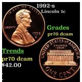 1992-s Proof Lincoln Cent 1c pr70 dcam SEGS