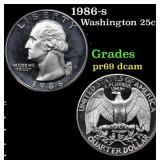 1986-s Proof Washington Quarter 25c Grades GEM++ P