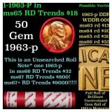 BU Shotgun Lincoln 1c roll, 1963-p 50 pcs Dunbar W