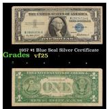 1957 $1 Blue Seal Silver Certificate Grades vf+