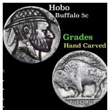 Hobo Buffalo Nickel 5c Grades Hand Carved