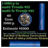 BU Shotgun Jefferson 5c roll, 1980-p 40 pcs Bell T