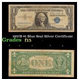 1957B $1 Blue Seal Silver Certificate Grades f+
