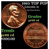 1963 Proof Lincoln Cent TOP POP! 1c Graded pr69 rd