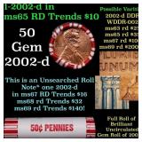 BU Shotgun Lincoln 1c roll, 2002-d 50 pcs Bank Wra