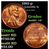 1961-p Lincoln Cent 1c Grades GEM++ RD