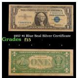 1957 $1 Blue Seal Silver Certificate Grades f+