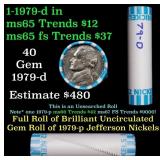 BU Shotgun Jefferson 5c roll, 1979-d 40 pcs Bank $