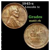 1945-s Lincoln Cent 1c Grades Select Unc RB