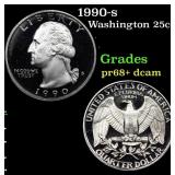 1990-s Proof Washington Quarter 25c Grades GEM++ P