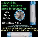 BU Shotgun Jefferson 5c roll, 2006-d 40 pcs Bank $