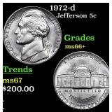 1972-d Jefferson Nickel 5c Grades GEM++ Unc