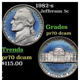 1982-s Proof Jefferson Nickel 5c pr70 dcam SEGS