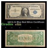 1957A $1 Blue Seal Silver Certificate Grades vf+