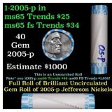 BU Shotgun Jefferson 5c roll, 2005-p Bison 40 pcs