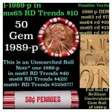 BU Shotgun Lincoln 1c roll, 1989-p 50 pcs Bank Wra