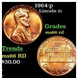 1964-p Lincoln Cent 1c Grades GEM+ Unc RD