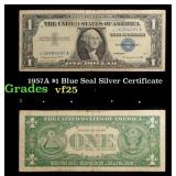 1957A $1 Blue Seal Silver Certificate Grades vf+