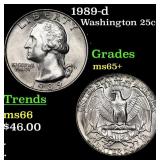 1989-d Washington Quarter 25c Grades GEM+ Unc