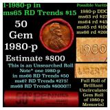 BU Shotgun Lincoln 1c roll, 1980-p 50 pcs Bank Wra