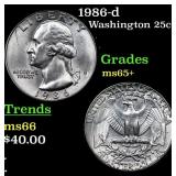 1986-d Washington Quarter 25c Grades GEM+ Unc
