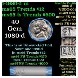 BU Shotgun Jefferson 5c roll, 1980-d 40 pcs Bank $