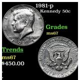 1981-p Kennedy Half Dollar 50c Grades GEM++ Unc