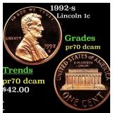 1992-s Proof Lincoln Cent 1c Grades GEM++ Proof De