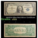 1957B $1 Blue Seal Silver Certificate Grades vf+