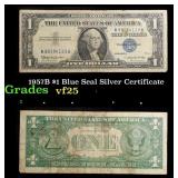 1957B $1 Blue Seal Silver Certificate Grades vf+