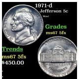 1971-d Jefferson Nickel 5c Grades GEM++ 5fs