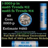 BU Shotgun Jefferson 5c roll, 2003-p 40 pcs Bank $