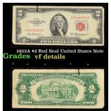 1953A $2 Red Seal United States Note Grades vf det