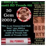 BU Shotgun Lincoln 1c roll, 2003-p 50 pcs Bank Wra