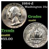 1984-d Washington Quarter 25c Grades GEM+ Unc