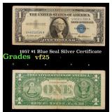 1957 $1 Blue Seal Silver Certificate Grades vf+