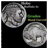 Hobo Buffalo Nickel 5c Grades Hand Carved