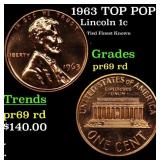 1963 Proof Lincoln Cent TOP POP! 1c Graded pr69 rd