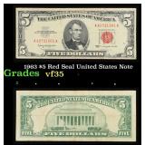 1963 $5 Red Seal United States Note Grades vf++