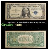 1957B $1 Blue Seal Silver Certificate Grades vf++