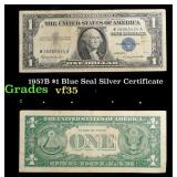 1957B $1 Blue Seal Silver Certificate Grades vf++
