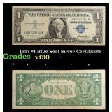1957 $1 Blue Seal Silver Certificate Grades vf++