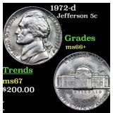 1972-d Jefferson Nickel 5c Grades GEM++ Unc
