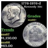 1776-1976-d Kennedy Half Dollar 50c Grades GEM++ U