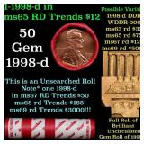 BU Shotgun Lincoln 1c roll, 1998-d 50 pcs Dunbar W