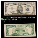 1953A $5 Blue Seal Silver Certificate Grades vf++