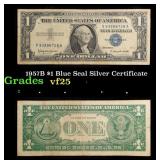 1957B $1 Blue Seal Silver Certificate Grades vf+