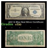 1957 $1 Blue Seal Silver Certificate Grades vf++