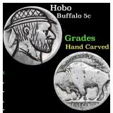 Hobo Buffalo Nickel 5c Grades Hand Carved